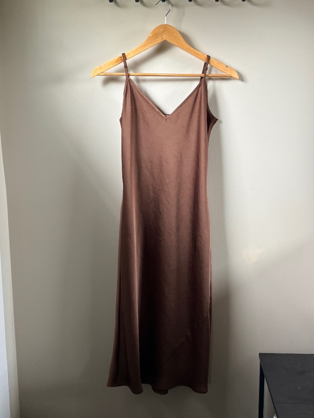 Aritzia Brown Wilfred Only Slip Satin Midi Dress S